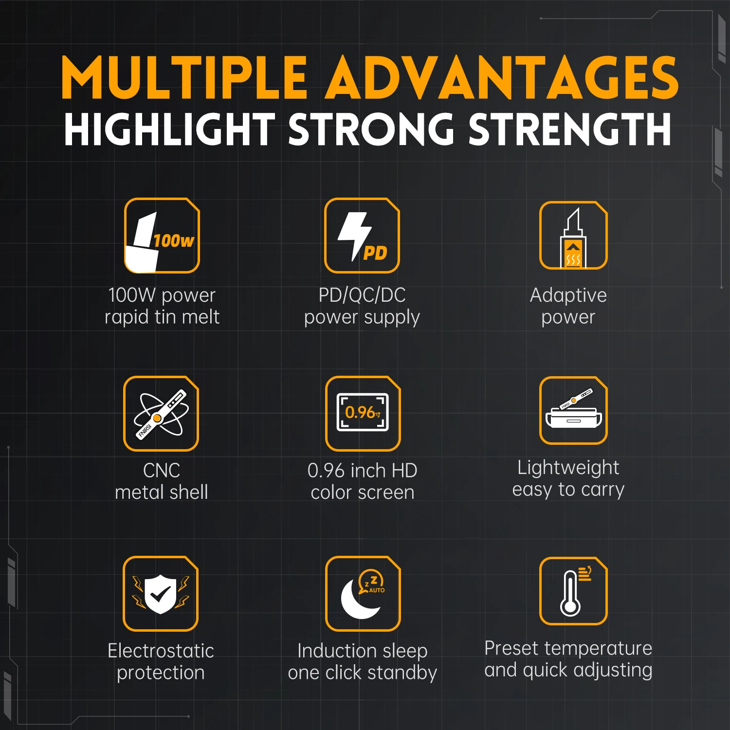 Soldering Iron Smart Sleep IPS Color Display Screen PD100W Adjustable Constant Temperature Fast Heat Portable Solder Repair Tool