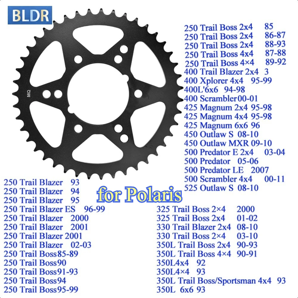 520-43T Rear Sprocket for Polaris 250 Scrambler 250 Trail Blazer Xplorer 330 350L Trail Boss 400L Sport 2×4 4x4 4x6 425 Magnum