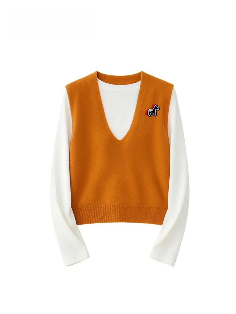 

CaraCLUB plus Size Knitted Long Sve Casual Top Women's Early Spring New Sle Fatter Sister Versatile Slimming Top