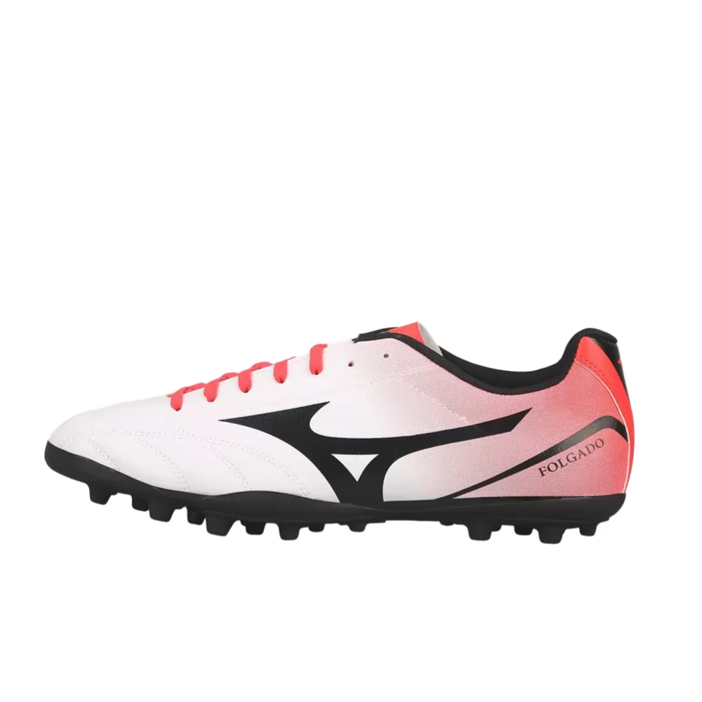 Mizuno Folgado AG Men's Round-Toe Lace-Up Soccer Cleats  White/Red, Shock-Absorbing, Durable & Impact-Resistant P1GA229460