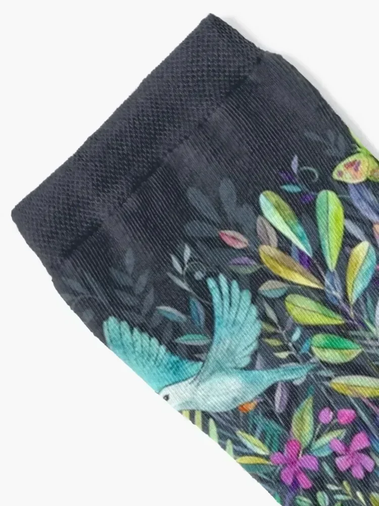 جوارب Little Garden Birds in Watercolor جوارب رياضية مضادة للانزلاق لكرة القدم لركوب الدراجات جوارب مضادة للانزلاق للرجال والنساء #2