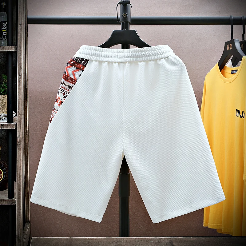 Fashion Men's Casual Shorts Summer Knee-Length Pants Youth Street Wear Loose Drawstring Trousers Outdoor Elastic Waist Joggers