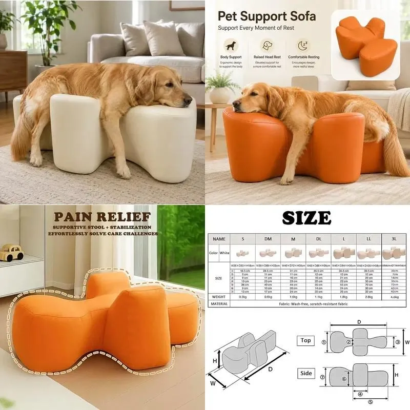 Pet support stool with fixed function, recovery rest bed, chair cushion, suitable for movement assistance for elderly and