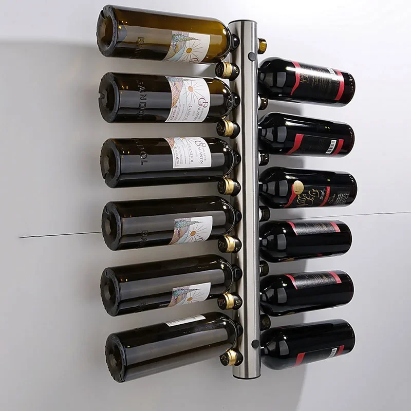 Metal Wine Rack Stainless Steel Liquor Bar Rack Wall Mount Wine Bottles Creative Bar Wall Racks Barware Kitchen Bar Hang Shelves