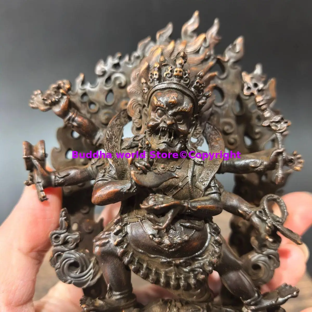 Special offer Tibetan Buddhism Dharma protector archaic small Buddha statue armed Mahakala Buddhist temple lama monk worship
