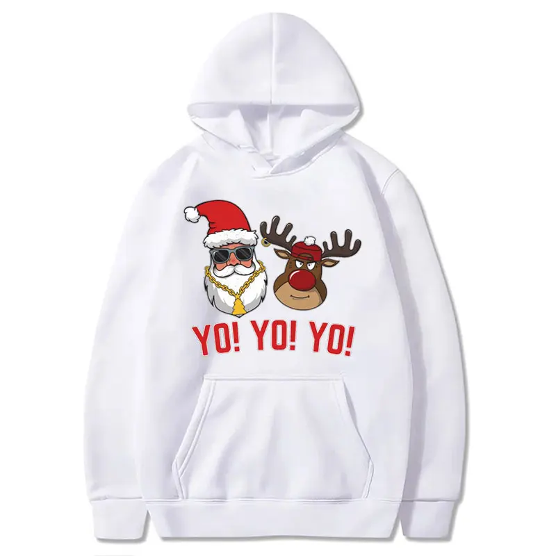 Hip-hop Elk Santa Claus Graphic Hoodies Christmas Streetwear Hoodie Unisex Clothing Festivals Party Holiday Fashion Pullover