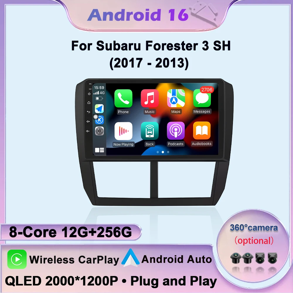 Android 16 Wireless Carplay Car Radio For Subaru Forester 3 S 2017-2013 Navigation GPS Auto Lntelligent Multimedia Player BT