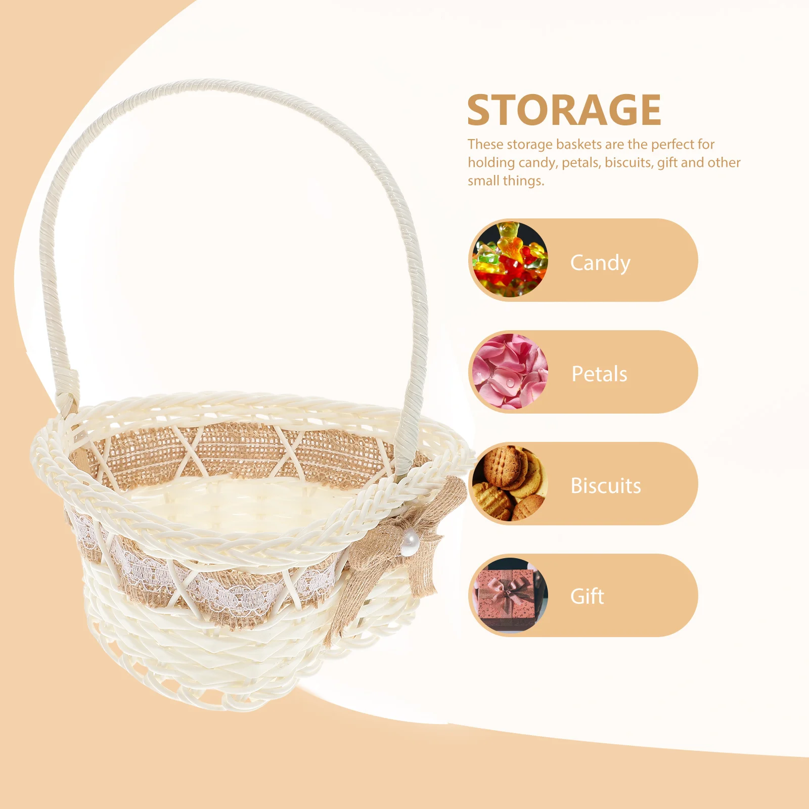 Conteneur à Biscuits en Lin, Corbeille à Fleurs de Mariage, mir de Rangement Rose pour Fille, Décor WUNICEF