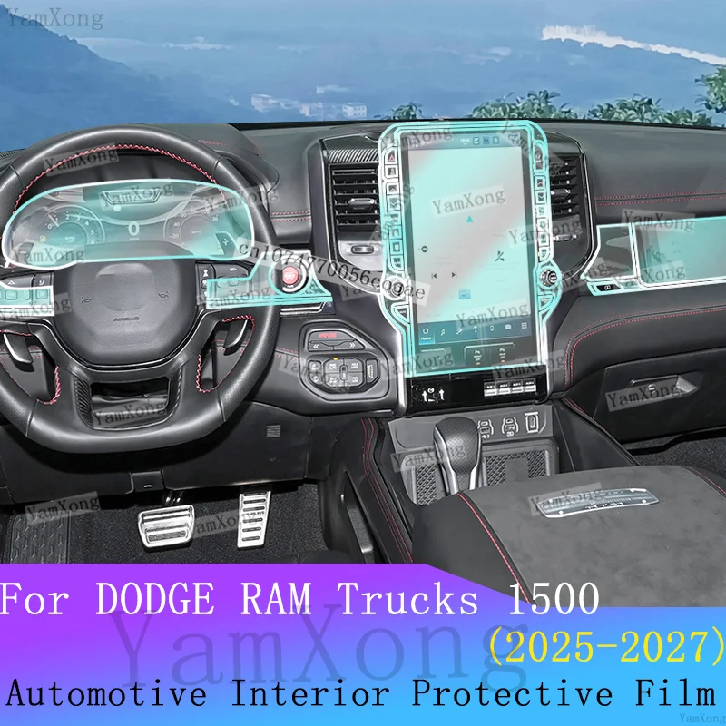For DODGE RAM Trucks 1500 interior Kit Protection Navigation Dashboard screen Sticker Center Gear Panel scratch Transparent Film