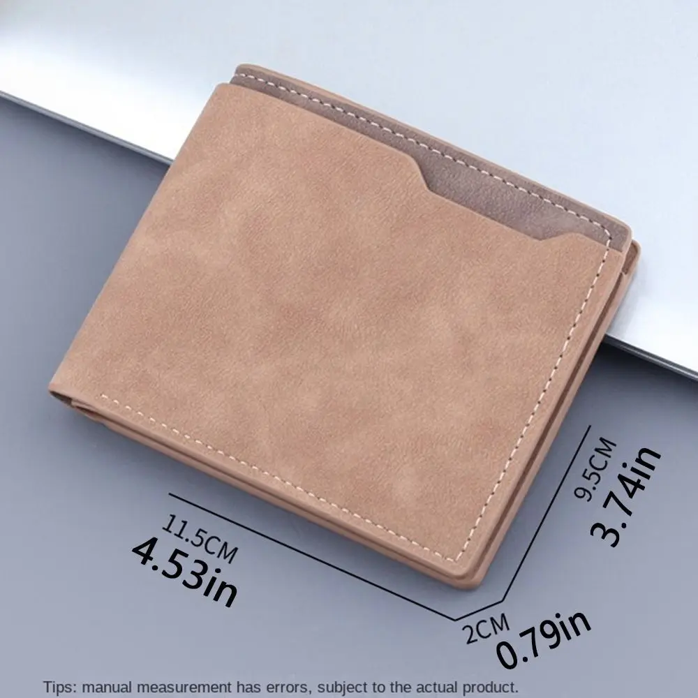 Dull Polish Three Fold Purse Portable Multi-position Classic Male Leather Purse Multi-function Retro Men's Short Wallet Travel