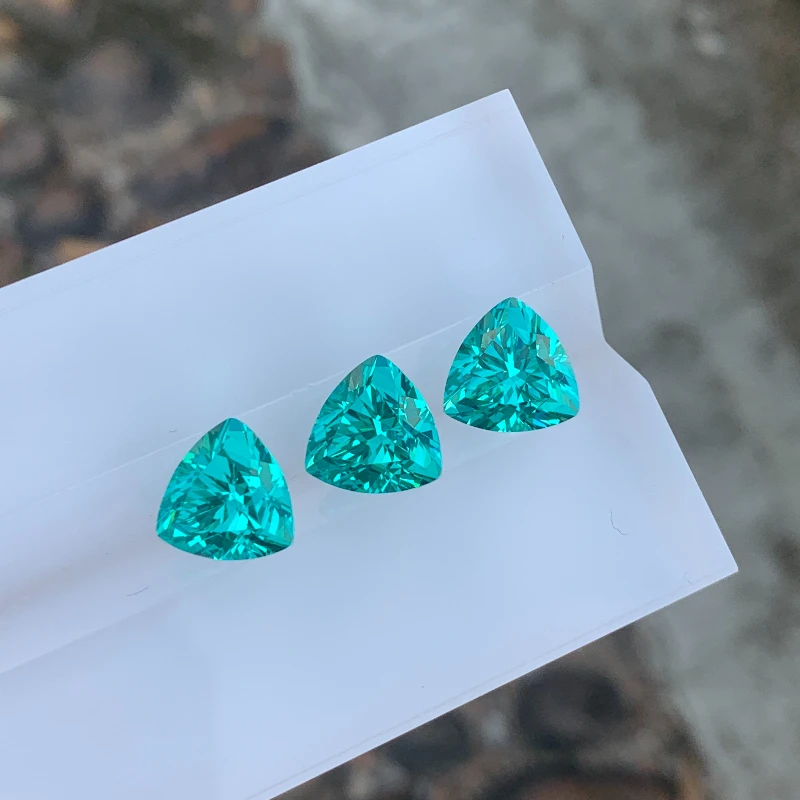 Triangle Cut Paraiba Lab Grown Gemstone for DIY Advanced Jewelry Making Inlay Ring Necklace Bracelet Selectable AGL Certificate