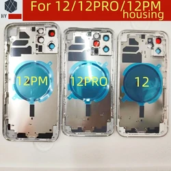 For Iphone 12 Pro Max 12Pro Housing Cover Battery Door Rear Chassis Middl Frame With Back Glass + Side Buttons + Sim Chuck