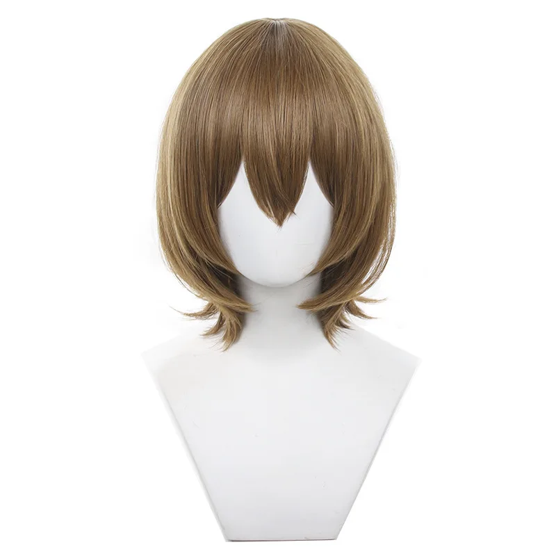Akechi goro cosplay perucas 35cm curto feminino meninas p5 goro akechi cosplay cabelo sintético resistente ao calor + boné peruca grátis