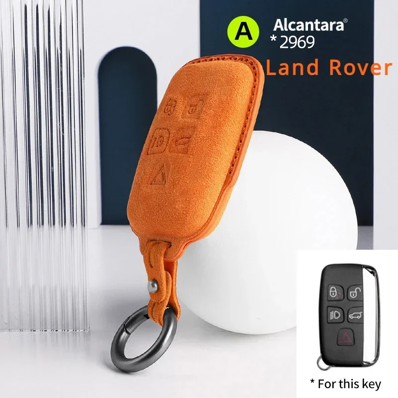 

Alcantara Car Key Case Cover Holder Smart Key Bag Accessories for Land Rover Range Rover Discovery Defender Cover Keychain Shell