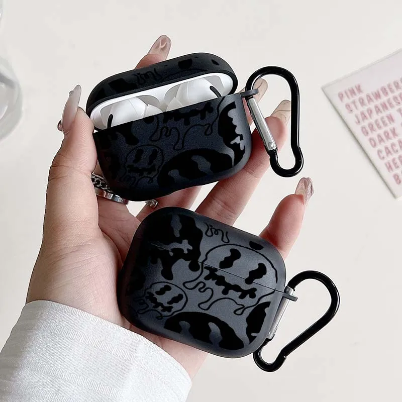 Funny Ghost Face Wireless Bluetooth Case for AirPods 1/2 3 4 AirPod Pro and Pro2 Case TPU Headset Protective Cover with Hook