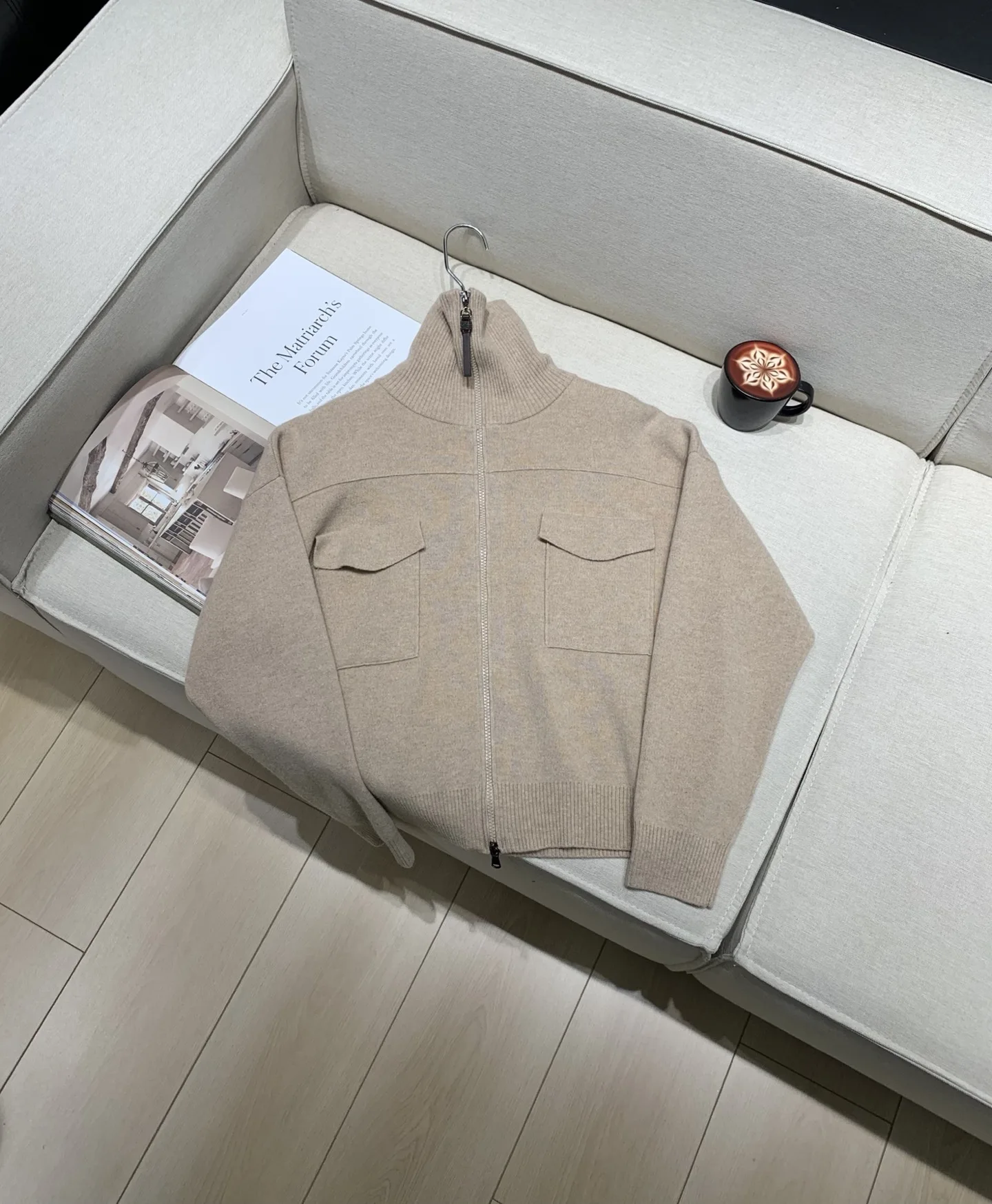 2025 automne et hiver nouveautés cachemire laine épais revers tricoté veste fermeture éclair décontracté banlieue hauts femmes