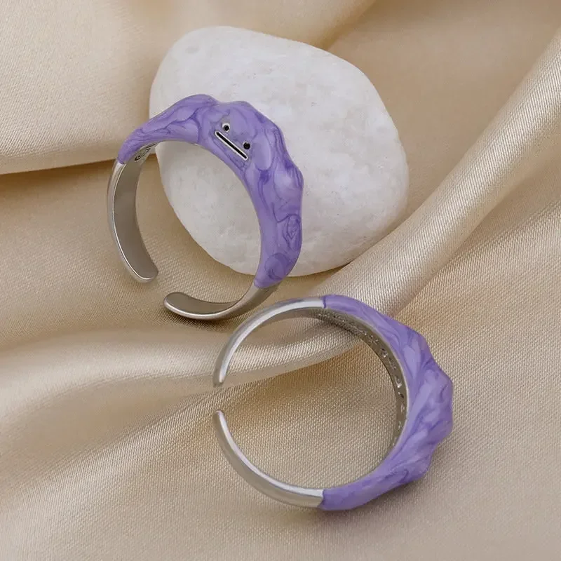 Pokemon Ditto Korean Open Rings Dreamy Purple Variety Fashion Cute Women Jewelry Cartoon Creative Adjustable Ring Girls Gifts