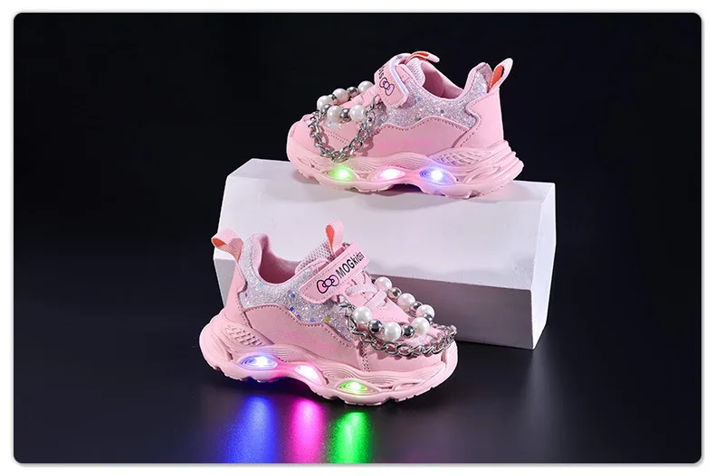 2026 Neue Frühling-Herbst Mädchenschuhe LED Prinzessinnen-Schuhe Kinder-Sportschuhe mit Weicher Sohle Weihnachts-/Halloween-Geschenke – Detail 10