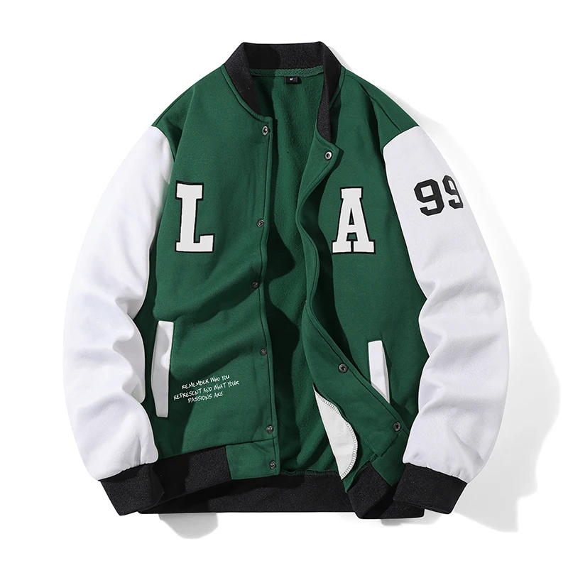 American Vintage Baseball Uniform Coat Men LA Print Jacket for Men Women Streetwear Couple Student Color Blocking Trendy Jackets