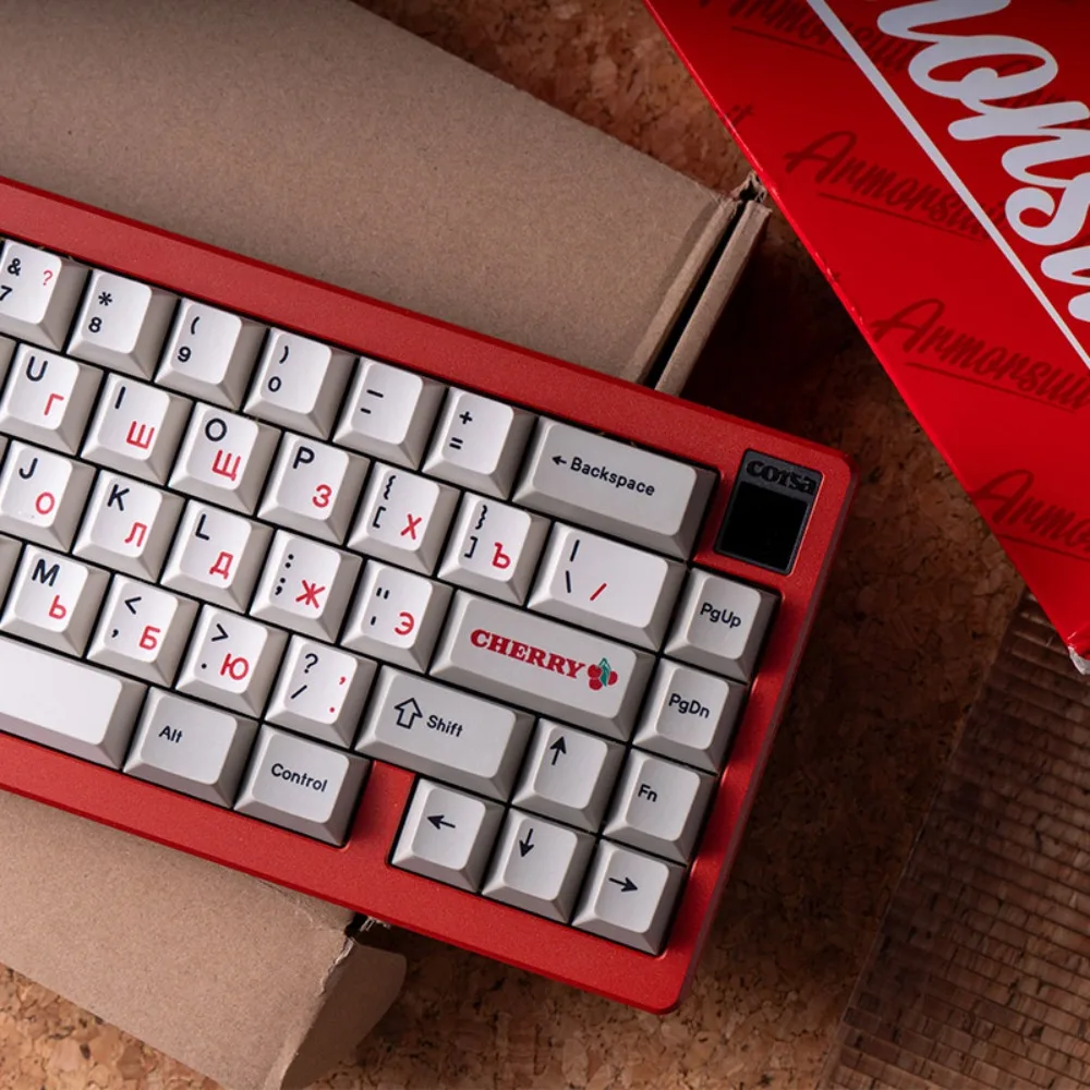 

Красные русские колпачки для клавиш, вишневый профиль, магнитная ось, колпачки для клавиш, 152 клавиши, PBT, передняя резная эргономика, игровые аксессуары, механические колпачки для клавиш