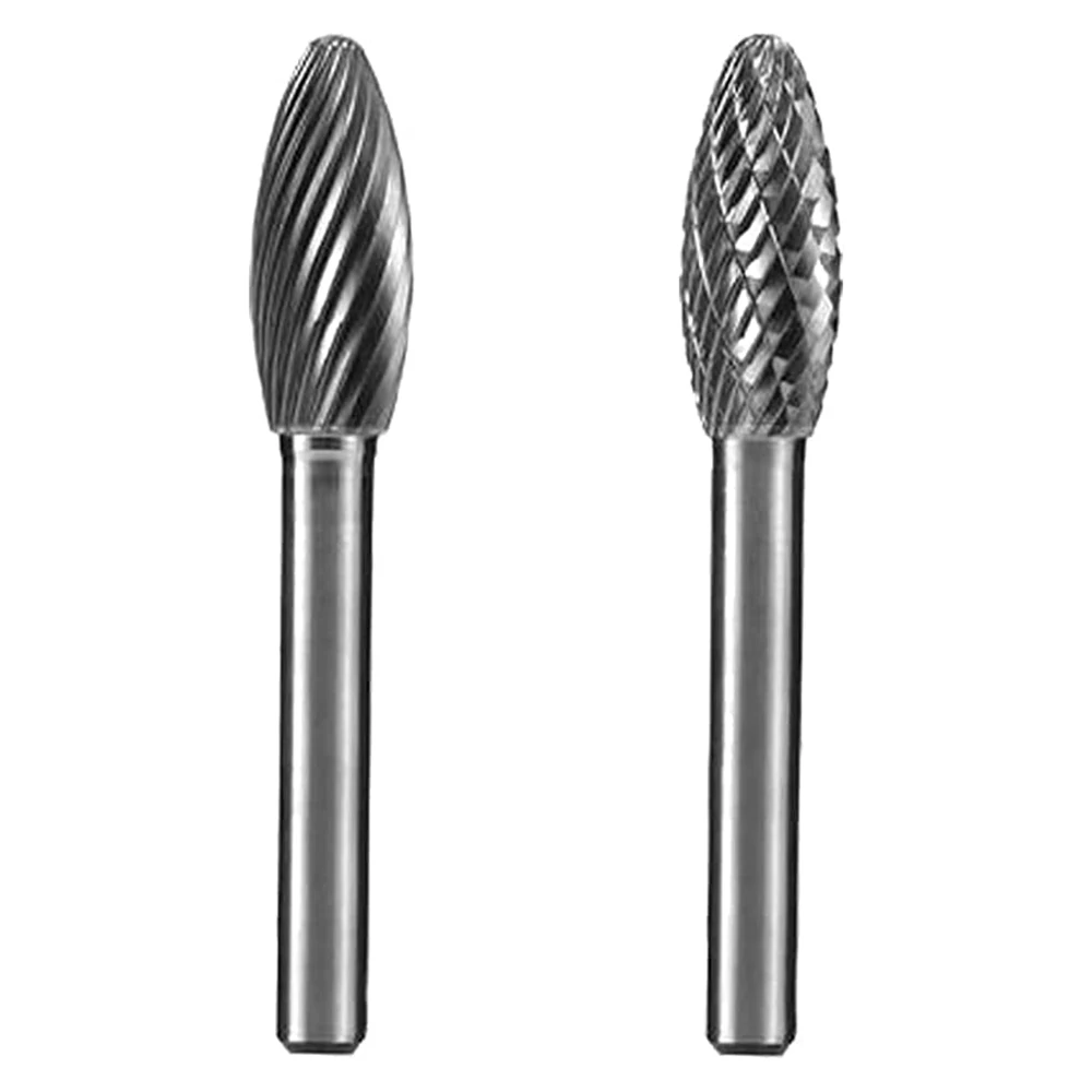 2 Pcs H Type 10mm Cutting Dia Aluminum Cutting Tungsten Carbide Burr File with 1/4 Shank for Rotary Tool or Die Grinder