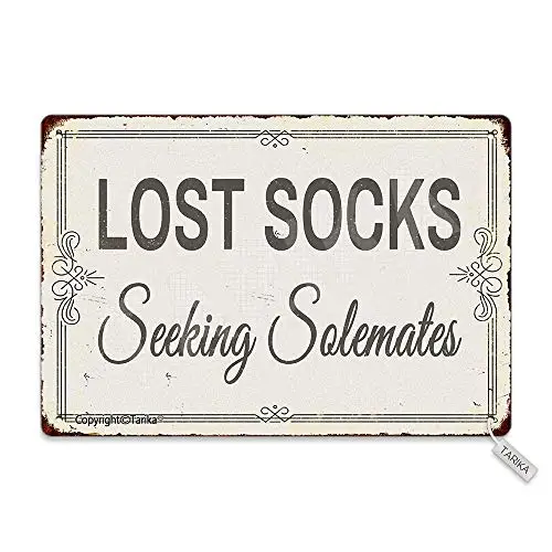 Lost Socks Seeking Solemates 20X30 cm Metal Retro Look Decoration Plaque Sign for Home Kitchen Bathroom Farm Garden Garage Inspi