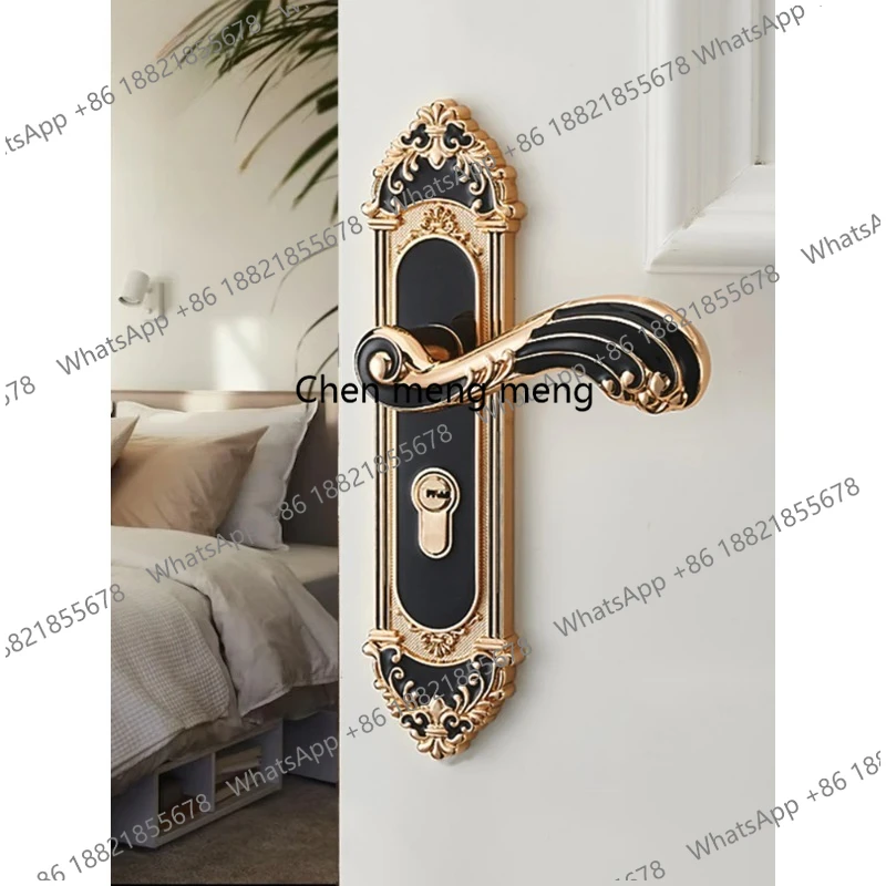 

KAK European Style Door Lock with Keys Apartment Room Door Lock Zinc Alloy Black Anti-theft Gate Locks Security Door Hardware