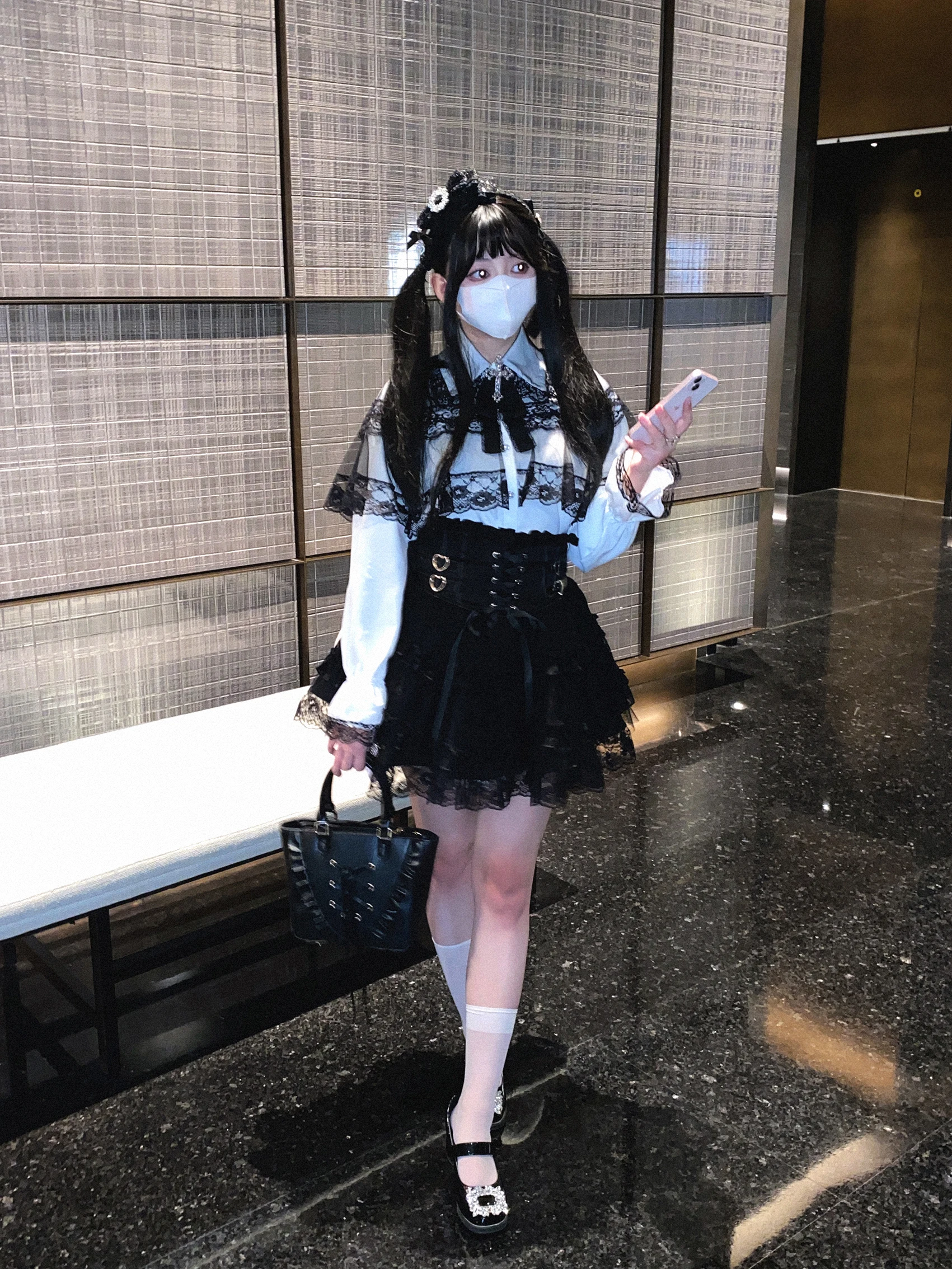 Japanese Mine Style Lace Splicing Short Skirts High Waist Lace-up A-line Heart Leather Buckle Sweet Versatile Mini Skirt Women