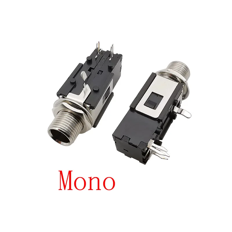 5Pcs 6.35mm Jack Mono / Stereo 3 Pin Connector TS /TRS 1/4inch 6.35mm Female Socket Audio Adapter Nut Panel Mount Connectors