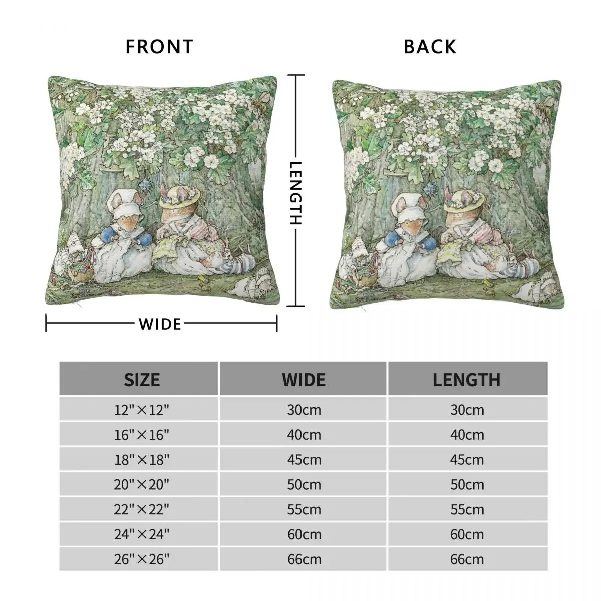 Brambly Hedge Hawthorn Blossom Babies Square Pillowcase Polyester Linen Velvet Pattern Decor Throw Pillow Case Room Cushion Case