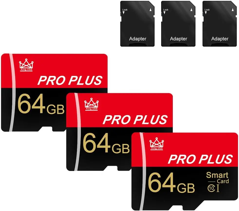64GB TF Memory Card 3 Pack with Adapter, High Speed UHS-I C10 A1 for Phone Camera Tablet Game Console, Reliable Storage Solution