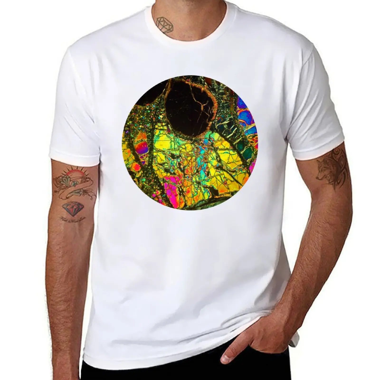 

Olivine in thin Section T-Shirt Retro Style Print Casual Top