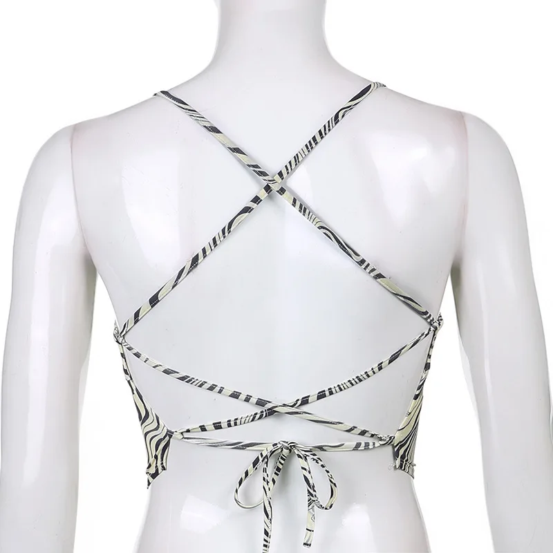 وشاح مثلث غير منتظم على الطراز الأوروبي والأمريكي لعام 2025، سترة نسائية برباط بدون ظهر ورقبة مستقيمة بدون أكمام