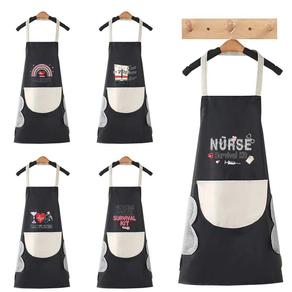 

Water Repellent Kitchen Apron Unisex with Pockets Work Cleaning Restaurant Waiter Work Apron Florist Shop Mushroom Pattern