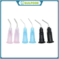 GULPOOE 100pcs/Bag Dental Irrigator Bent Needle Tips Flow Sealant Etchant Composite Resin Pre Bent Flow Dispensing Needle Tips