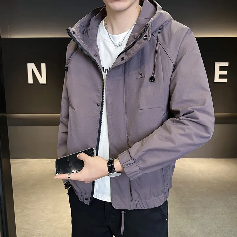 

Модная мужская куртка с капюшоном, повседневная, стильная, элегантная, новинка осени 2025, легкая, роскошная верхняя одежда из полиэфирного волокна