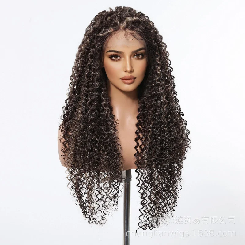 13*6 lace wig African small curly long hair fluffy natural Latin American curl hand-woven crochet factory