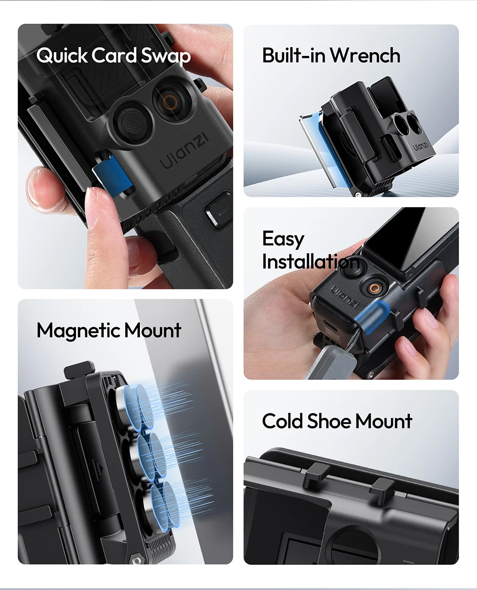 Ulanzi PK15 Pocket 3, magnetische Halterung, Schnellkarte, Kaltschuhhalterung für Action-Kamera, Fitnessstudio, Geländer, Kühlschrank, Autohauben, Schüsse – Detail 2