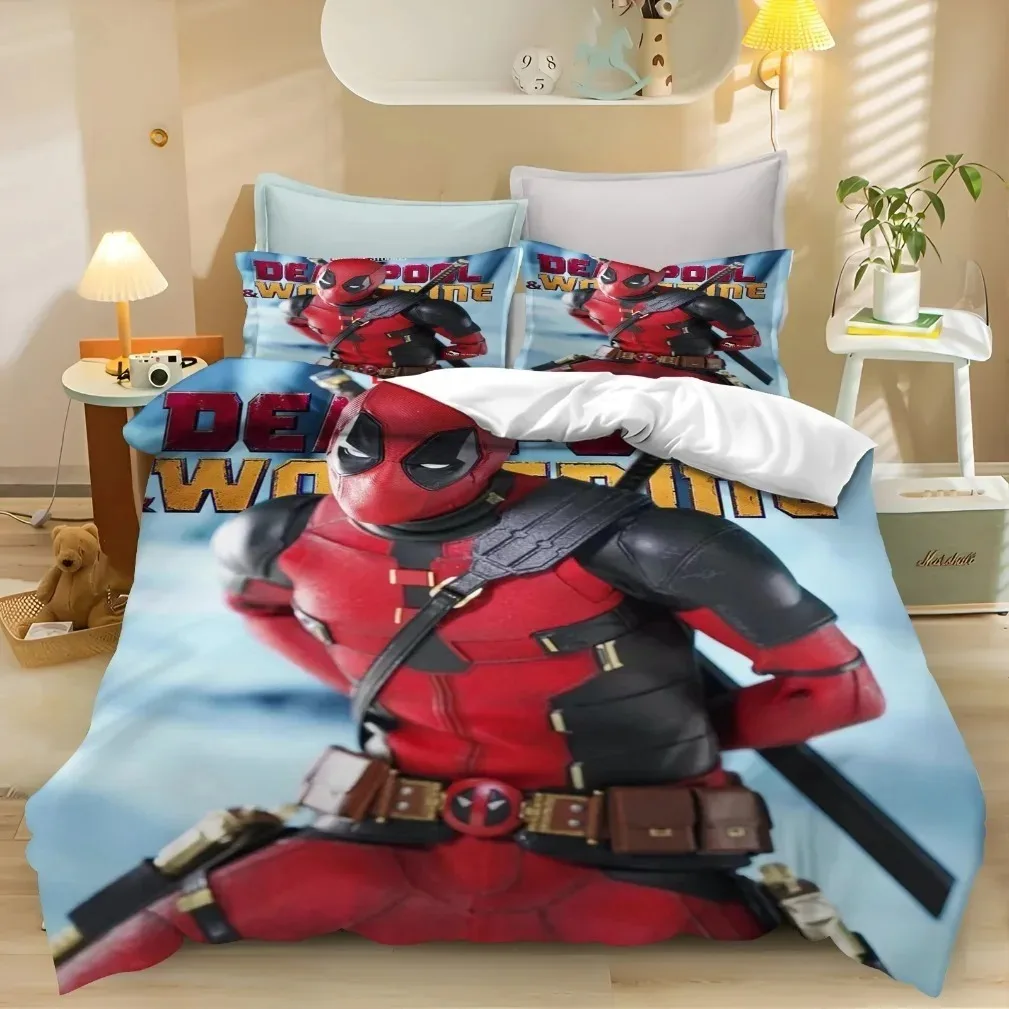 3D Print Deadpool Bedding Set,Marvel Duvet Cover Bed Set, Quilt Cover Pillowcase Comforter king Size Girls Adult Bedding Sets