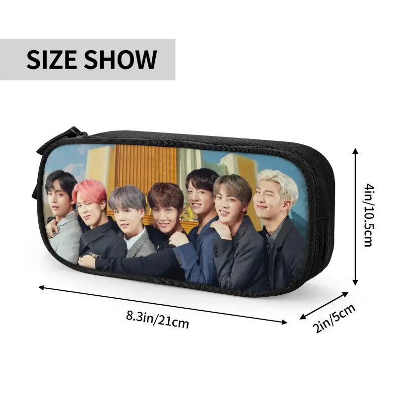 Kpop Pop Band Pencil Case for Boy Girl Large Storage Pen Bag Box School Accessories