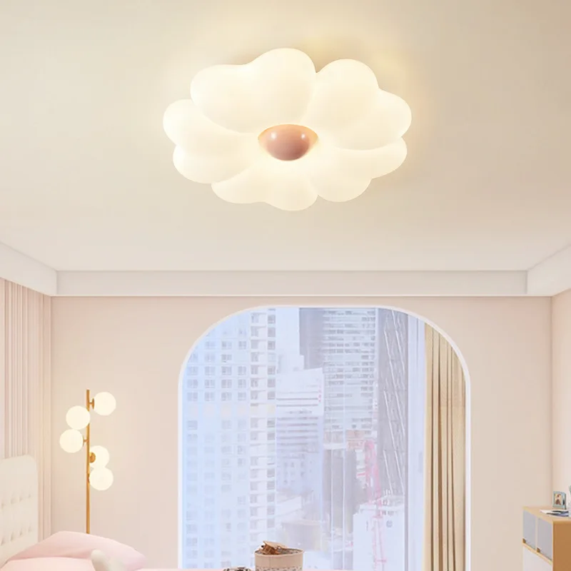 

Children's Room Flower Ceiling Lights LED Pink Yellow Green Petal Light Warm Romantic Princess Room Girl Bedroom Ceiling Lamps