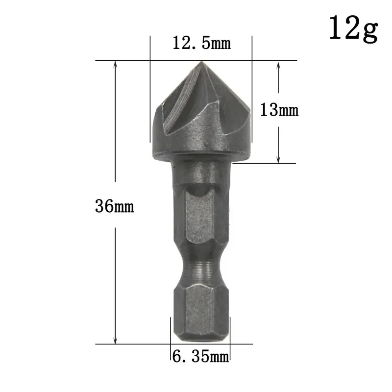 5-30pc Hexagonal Shank Five Blade Countersunk Drill 12.5mm 5pc Woodworking Hole Opener Spot Facer Deburring Drill Bit Set