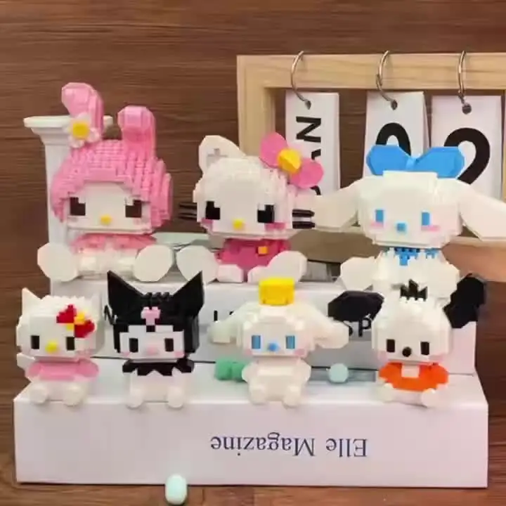 99 style SANRIO Hello Kitty Building Blocks Cartoon Figures Kuromi Bricks My Melody Children's Assembly Toys Cinnamoroll Gift