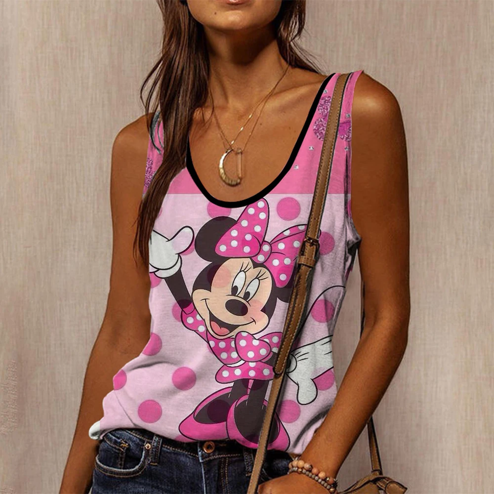 Fashion 90s Tank Top Disney Mickey Mouse Tank Top Fun T-shirt Women\'s Stitch T-shirt Pattern T-shirt Street Clothing