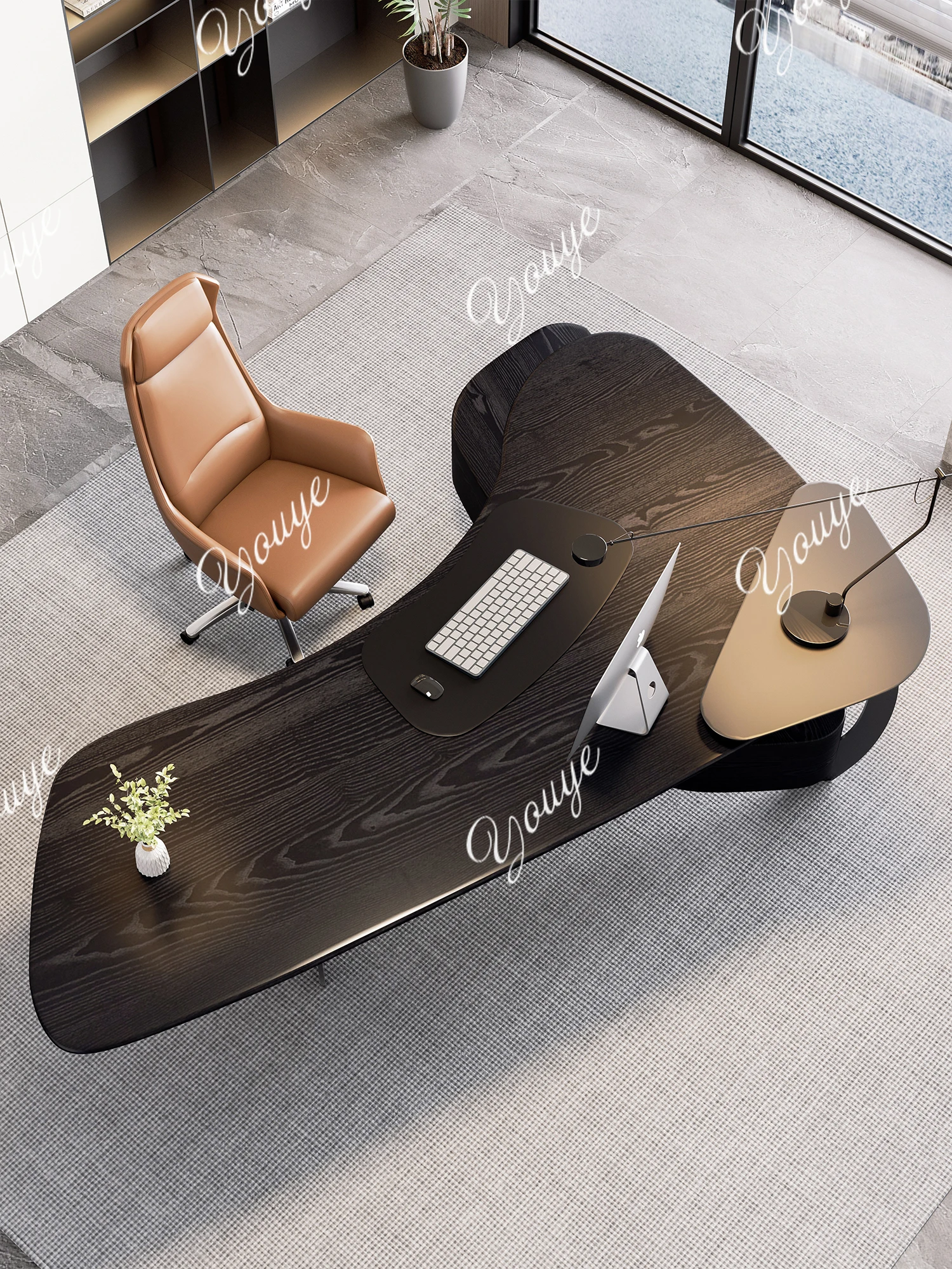 

Solid wood boss table big desk new modern simple designer light luxury high-end desk