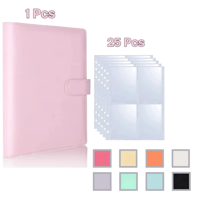 Kpop Fotokarten-Sammelalbum mit 25 Seiten, 4-Taschen-Kartensammler-Album mit 200 Kartenfächern, PU-Leder-Einband zur Kartenorganisation