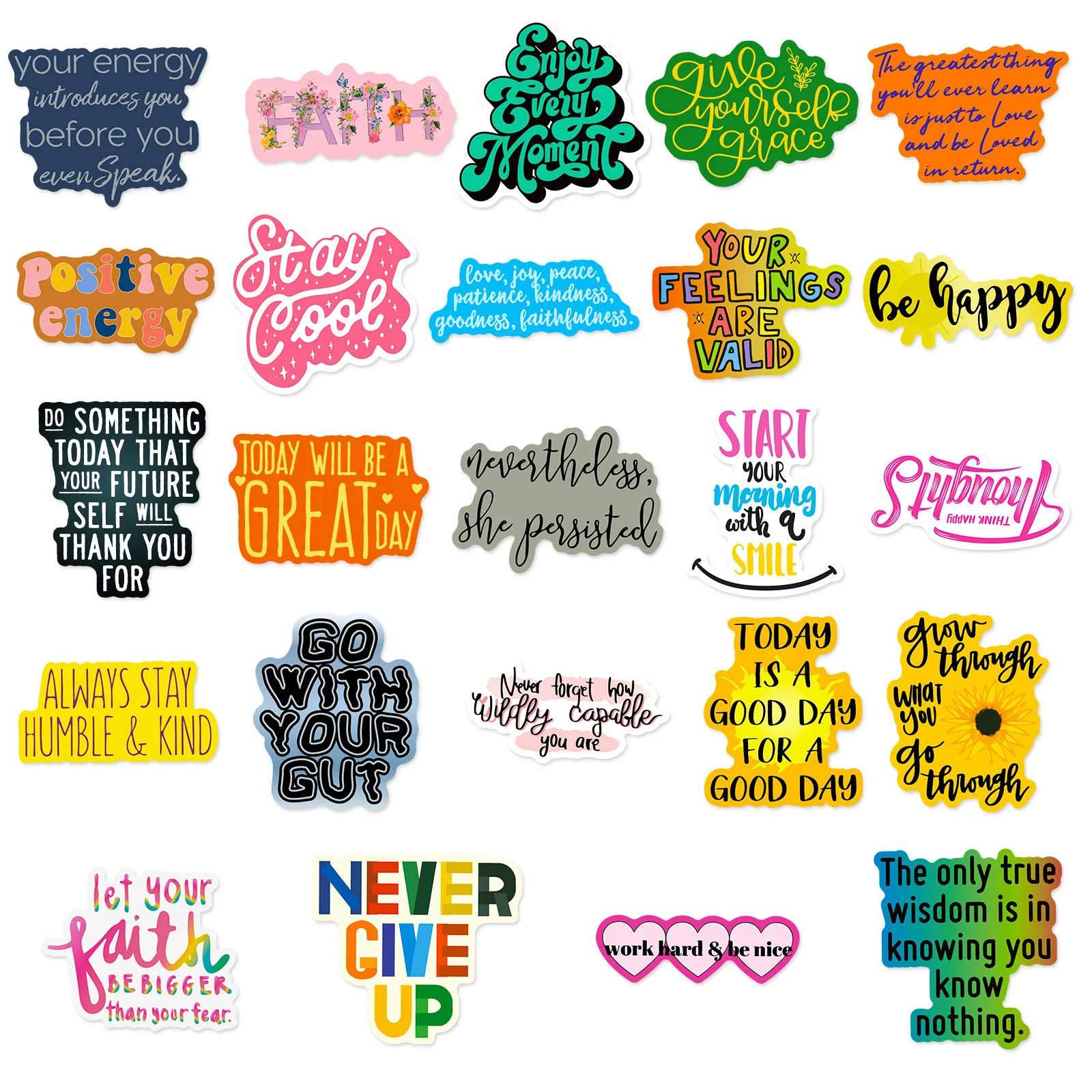 50 pçs dos desenhos animados texto inspirador adesivos diy bagagem adesivos inglês criativo graffiti estacionário adesivos