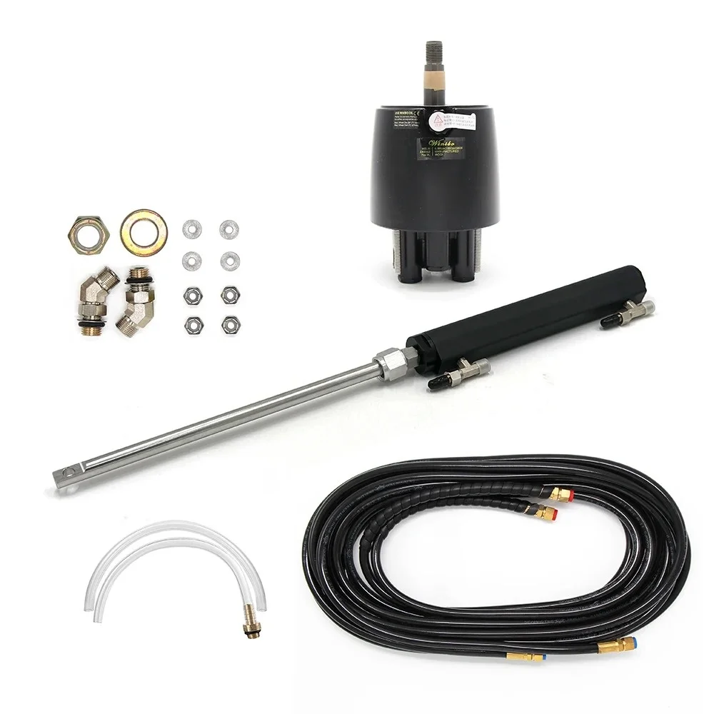 8 m Outboard Hydraulic Steering System Stainless Steel Cylinder, Helm Pump, Hose, Steering Wheel Boat Yacht Outboard Inboard Use