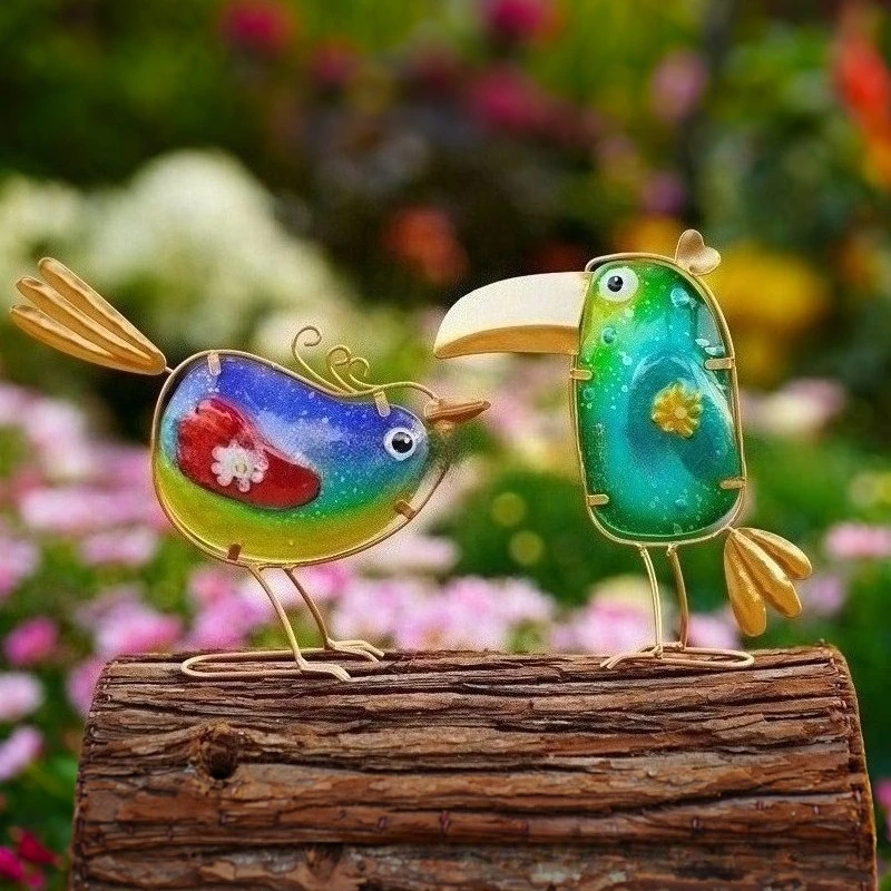 

2026 New Product Glass Bird Garden Decorative Furniture Creative Ornament Desktop Decor Gift Decoration Maison Decor