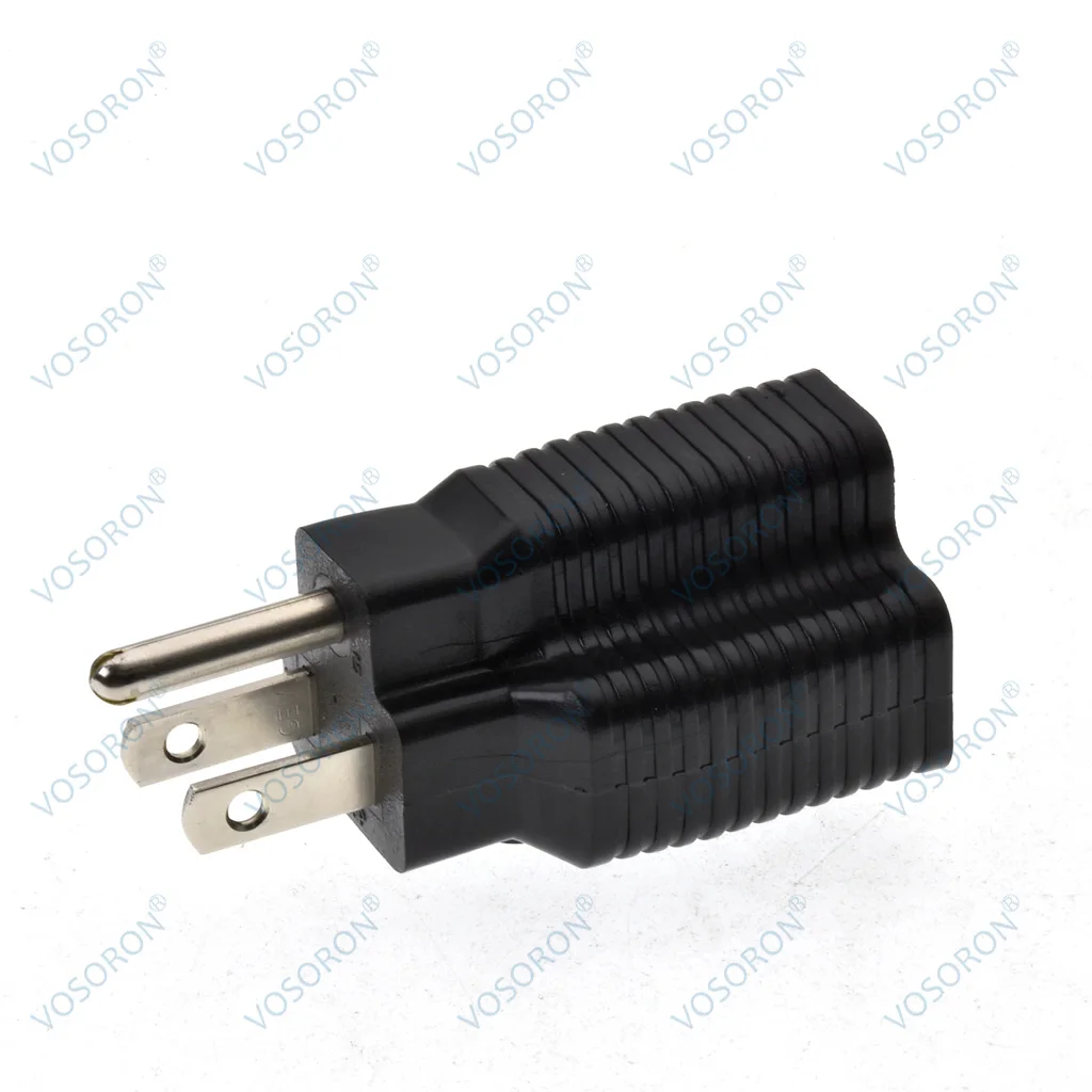 1PCS Power Plug Adapter NEMA 5-20R To NEMA 5-15P Conversion 3 Holes Household Electrical Connector 50/60HZ 1.4-1.9CM Male Plug